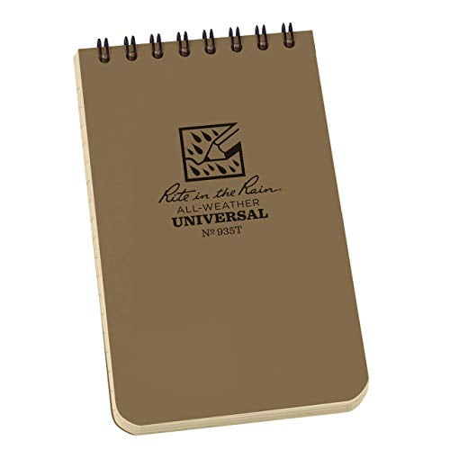 Rite in the Rain Weatherproof Top-Spiral Notebook Tan Cover 3" x 5" Universal